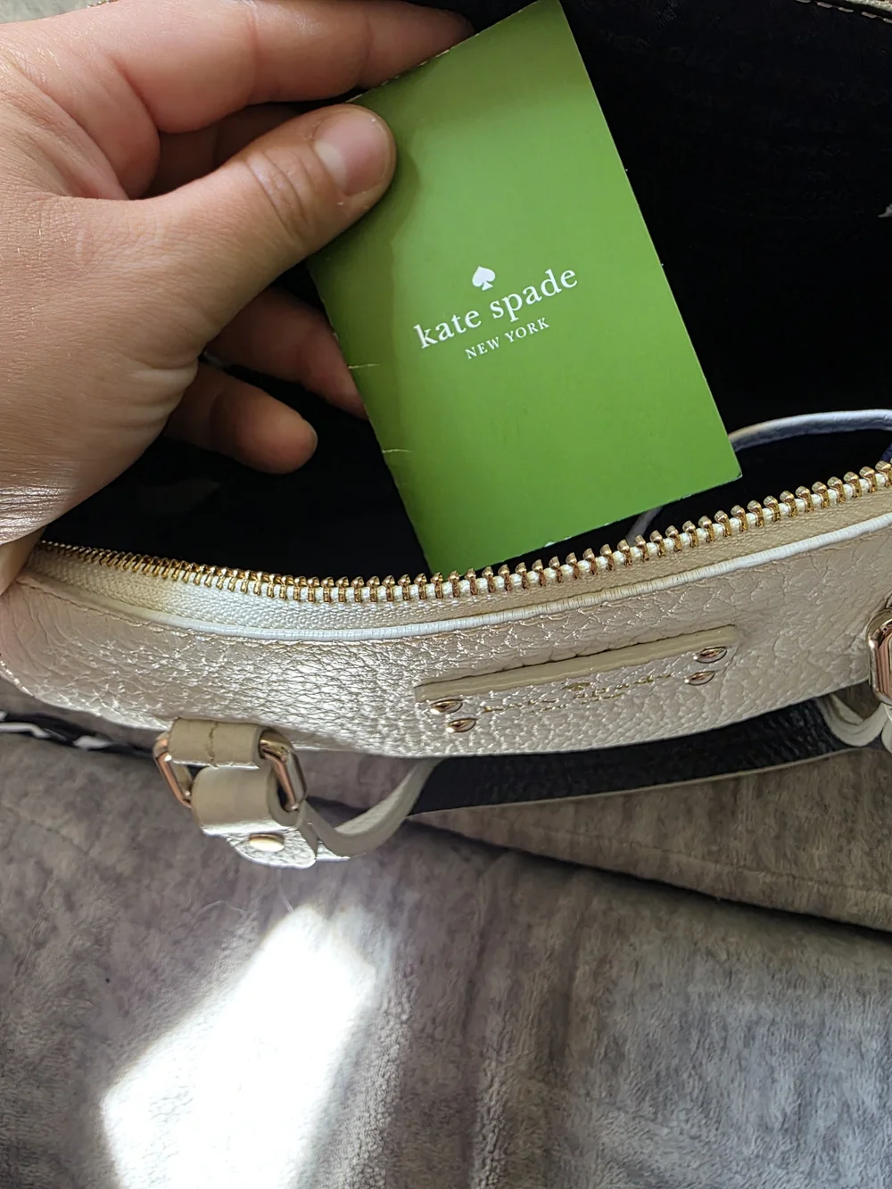 Kate Spade Two-Tone Cream and Navy Leather Tote